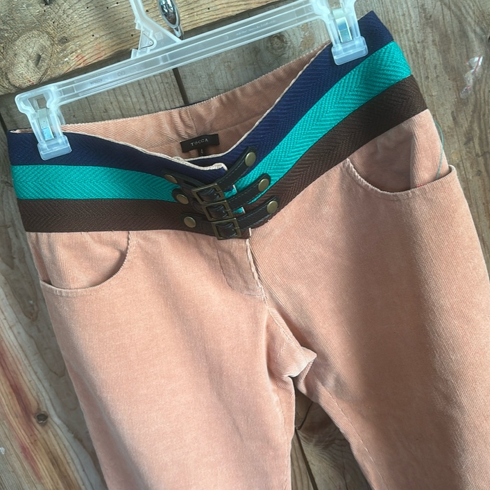 Tocca Pants- Thin Wale Cords with Leather Accent Waist